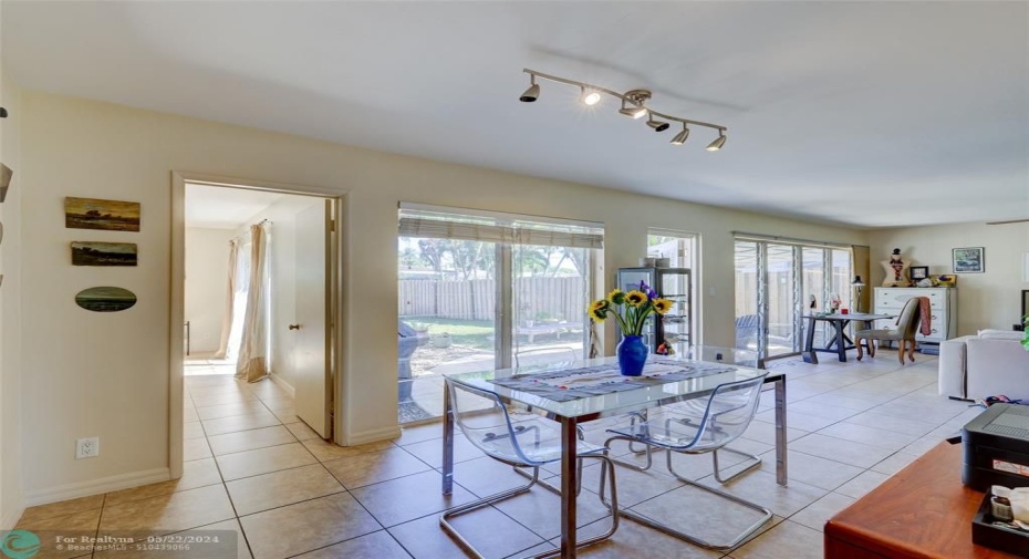 Sliding glass doors bring the outside in.