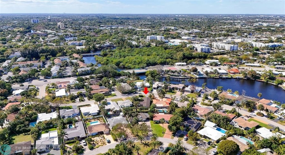 Arial view looking West.