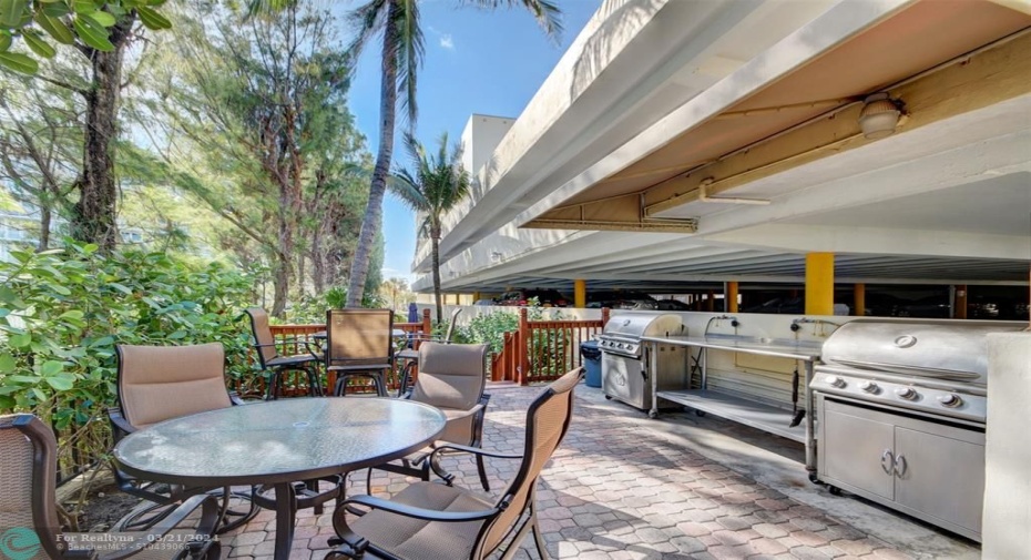 Grilling area with tables