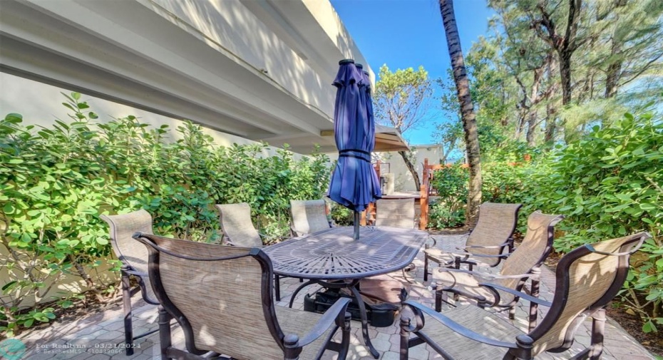 Outdoor seating by grills