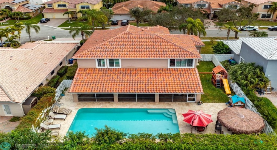 REAR VIEW WITH POOL & SIDE YARD