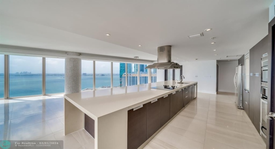 View of kitchen and dining area
