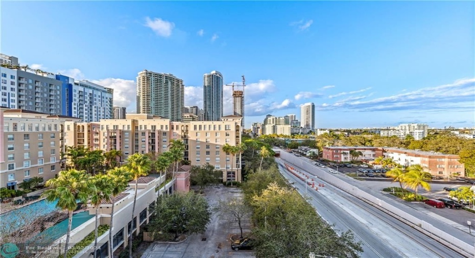 Views of condo pool & downtown Fort Lauderdale