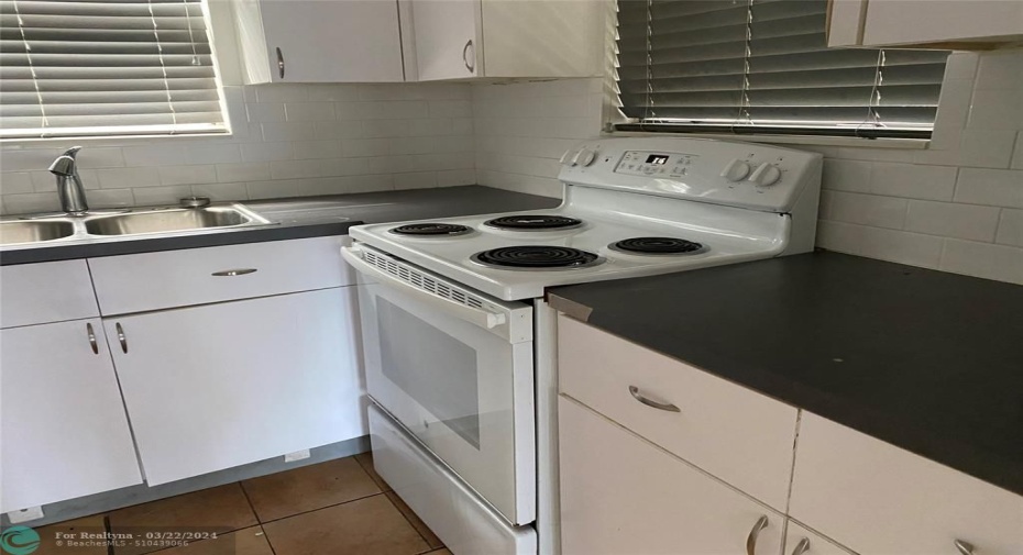 kitchen has 2 windows for a lot of light