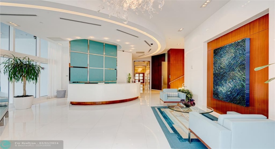 South lobby, main concierge desk.