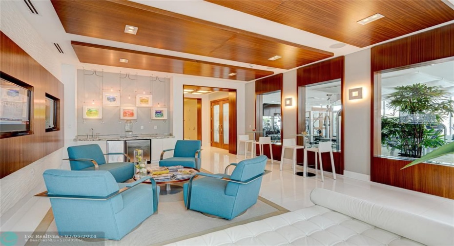 Lounge area outside the fitness center