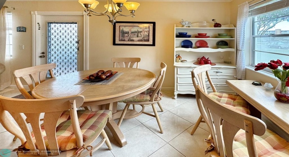 Outside Window in Dining Area Shows a Breakfast Bar