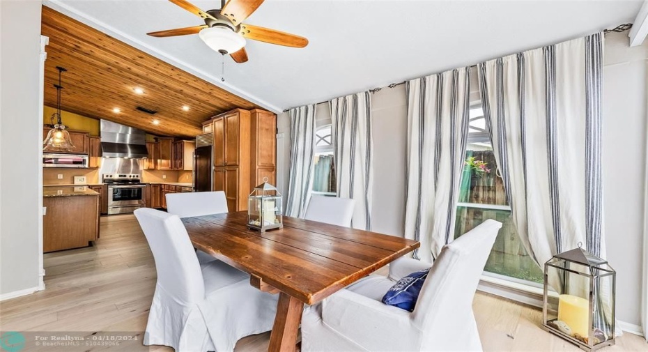 Cozy dining room with patio views