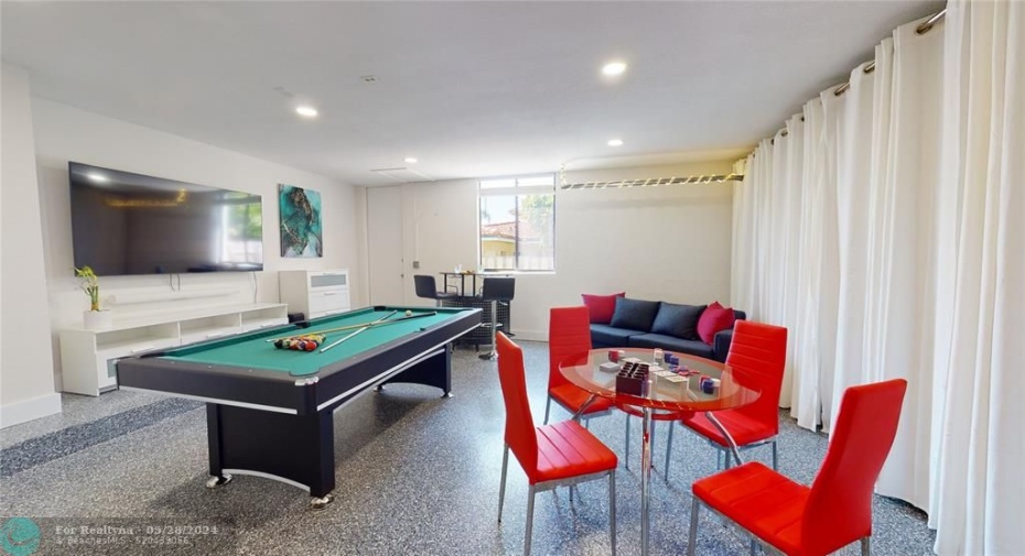 converted garage to game room