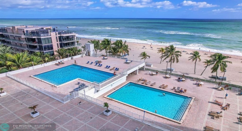 Open deck and heated pools