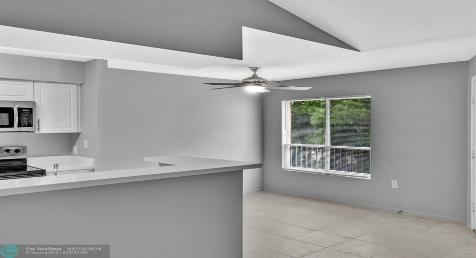 View of Kitchen and Dining from Living Area