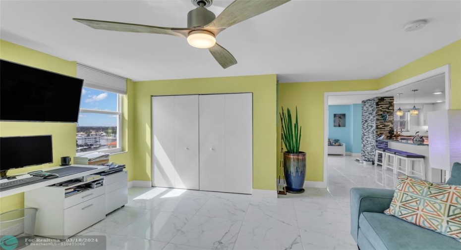 Office/bedroom with pocket door opened