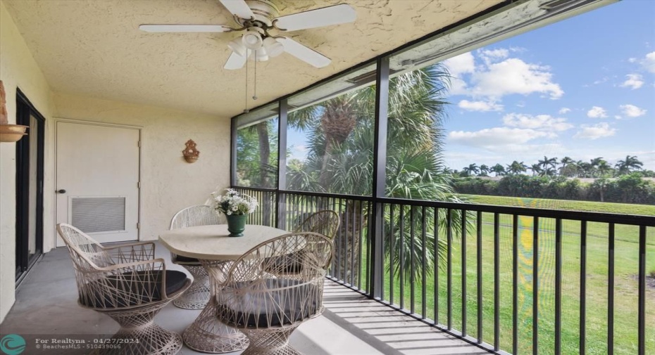 Screened in Patio with Storage Closet