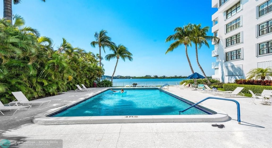 Heated, salt water pool.