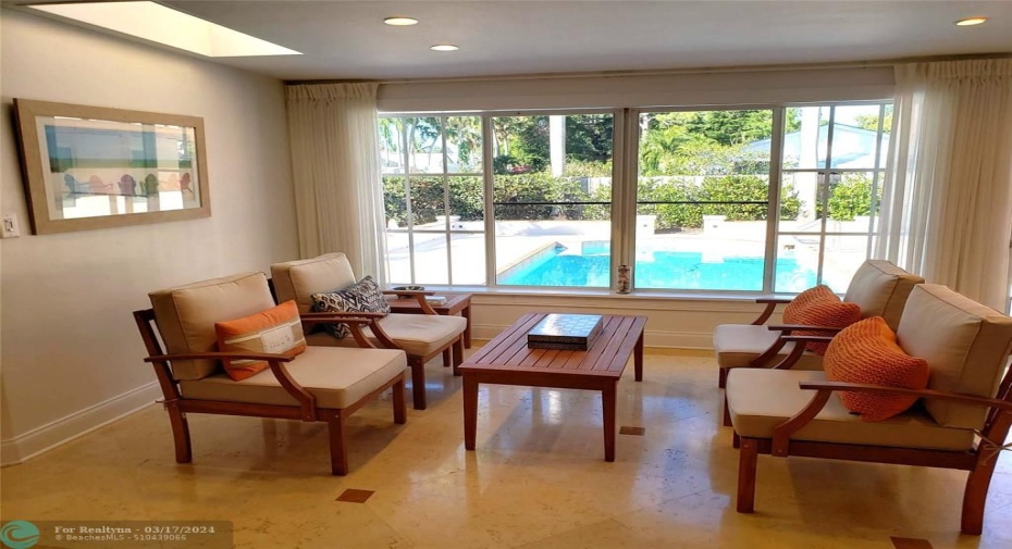 Lounge area with beautiful pool view