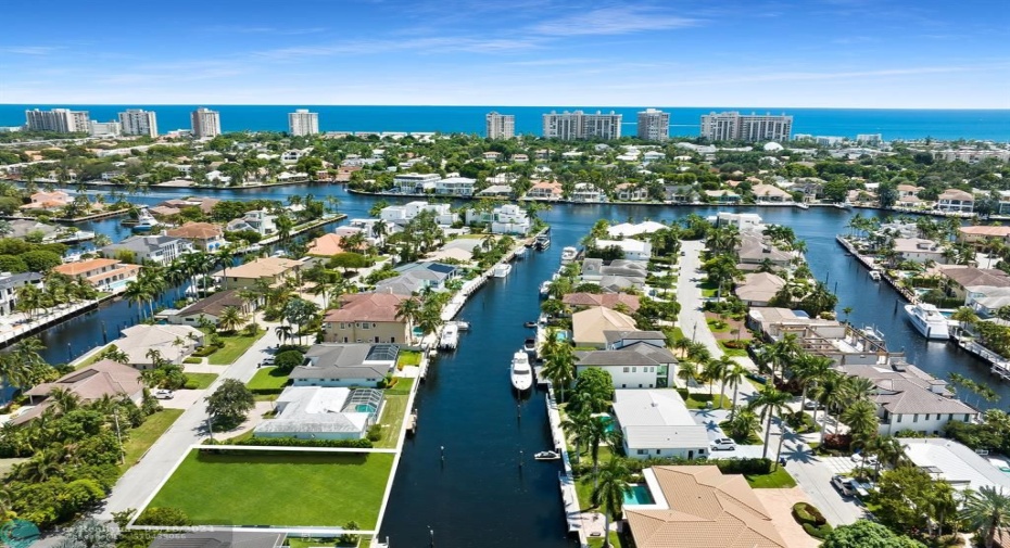 Aerial view looking east to the Intracoastal waterway
