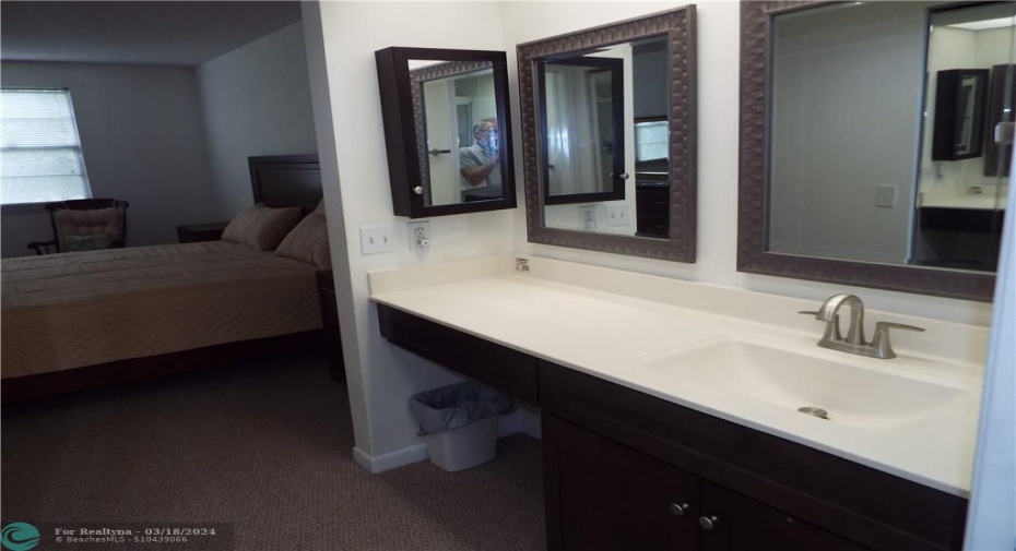 Dress area separate from shower and toilet