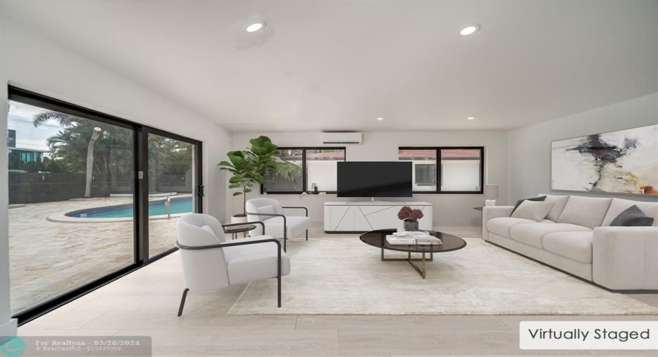 Virtually staged living room.