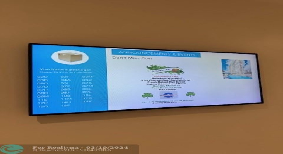 Information TV in lobby