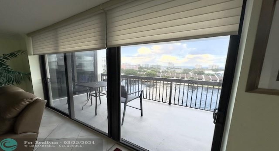 Views from your living area with impact sliders and remote controlled blinds