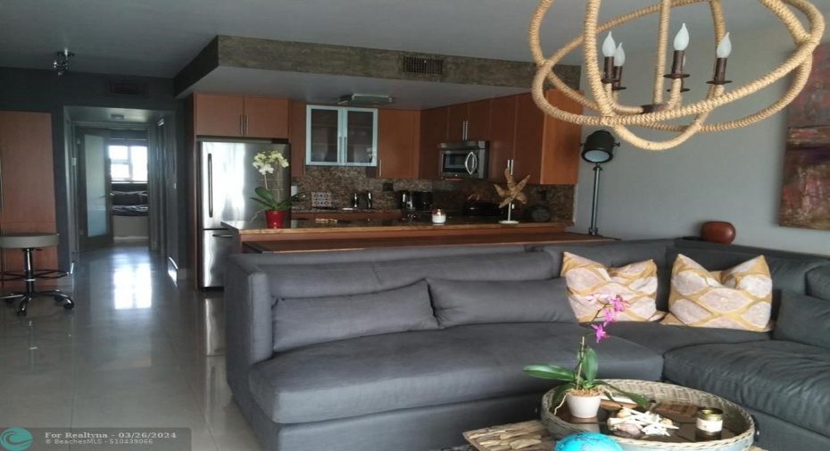 OPEN KITCHEN, WITH UPGRADED WOOD CABINETS, AND GRANITE COUNTER TOP, JUST RELAX AND ENJOY THE VIEW,
