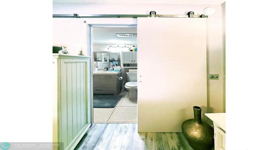Barn Door to Primary Bath in Bedroom