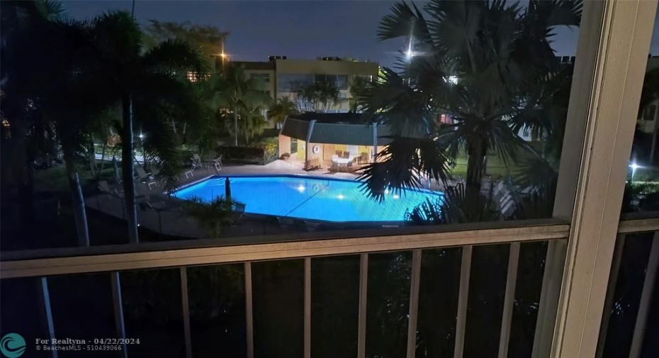 Balcony view at night.