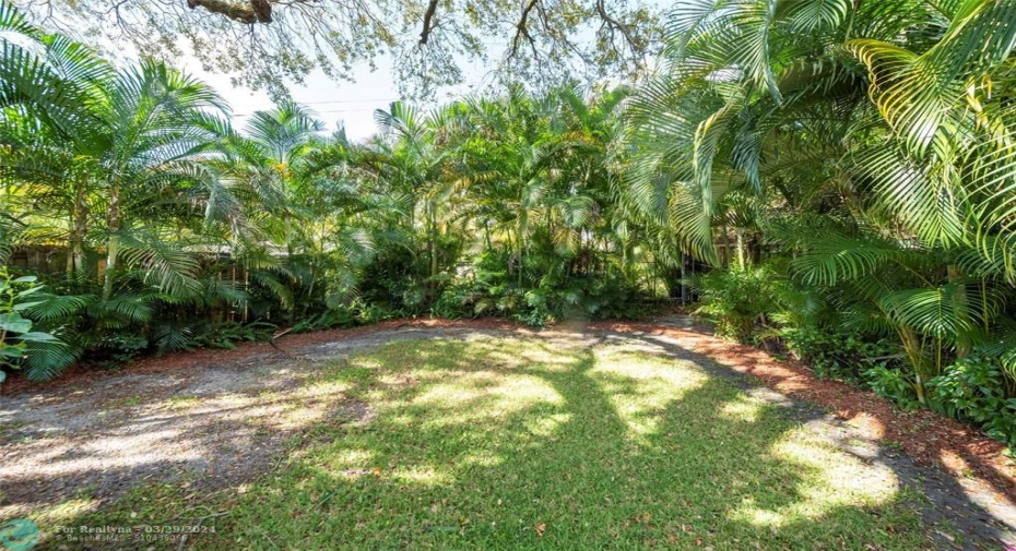 off the back of the wood deck, extra yard space
