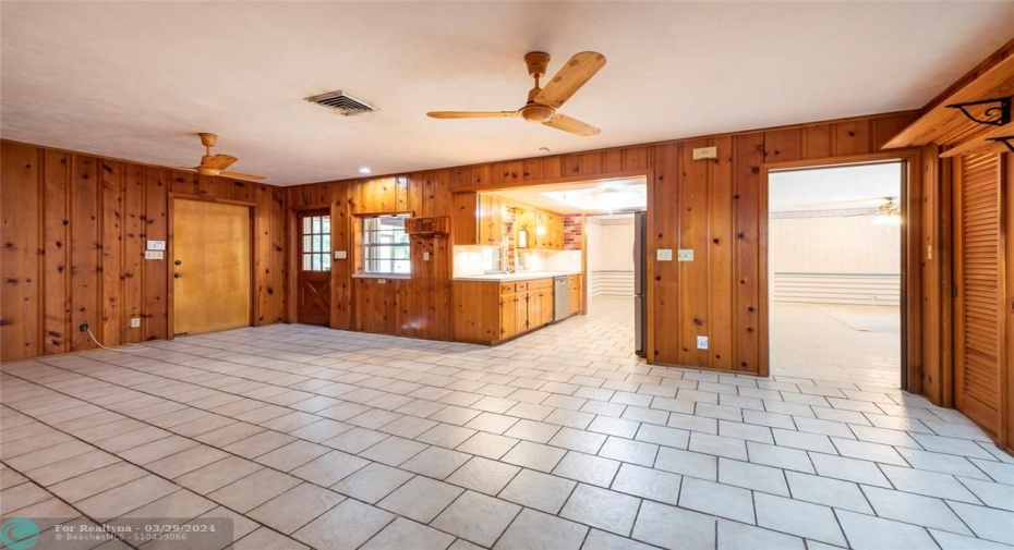 access from Garage and door to screened patio