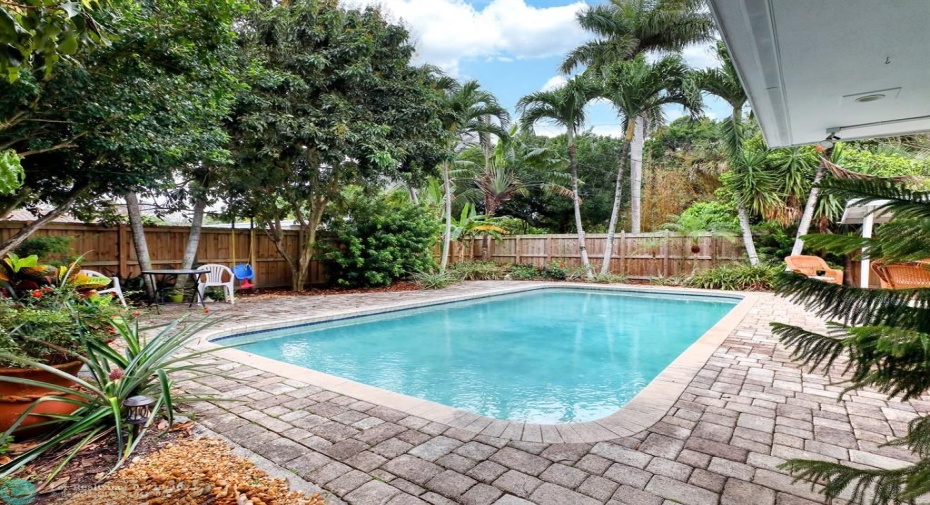 Pool view from primary bedroom