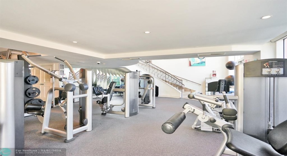 Tons of equipment! Steam & Sauna rooms located in Mens/Womens baths