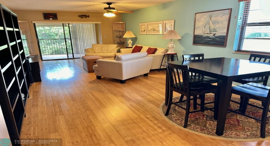 Spacious living/dining room with loads of light.