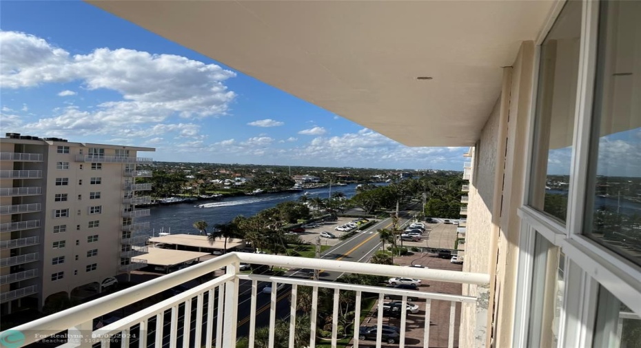West side wrap around of balcony with gorgeous length views of the intracoastal and A1A facing North