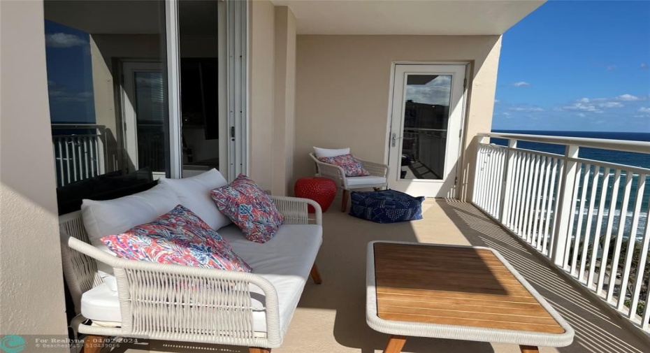 Balcony facing East with kitchen door in background