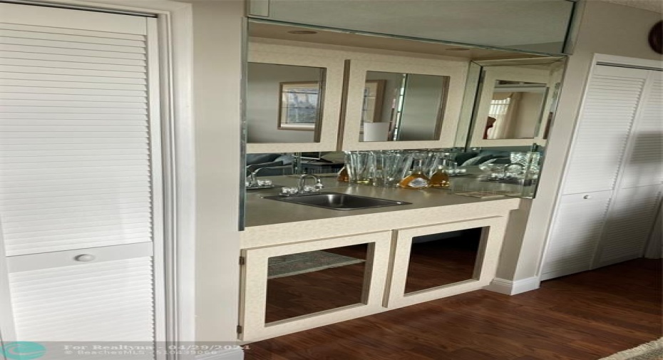 A fantastic wet bar in the den.