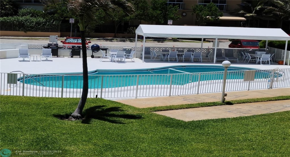 View to pool from balcony