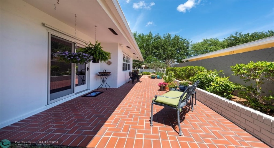 East facing side patio