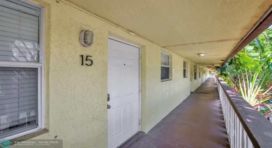 Front door, catwalk on second floor, extra privacy