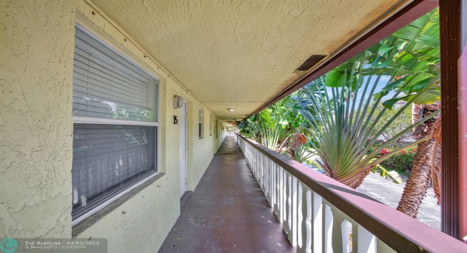 Front door, catwalk on second floor, extra privacy