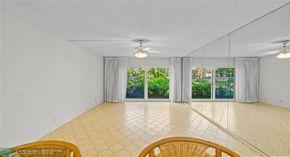 View looking out to private porch area