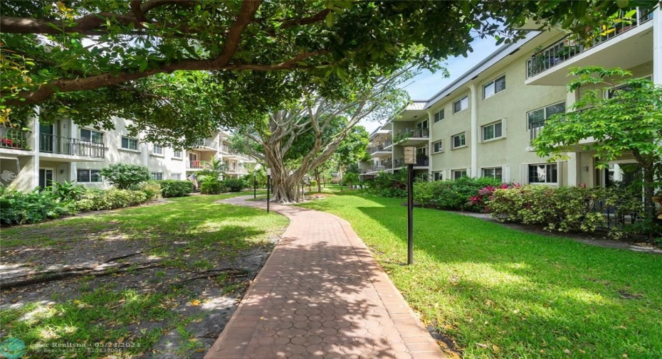 Community courtyard walking path