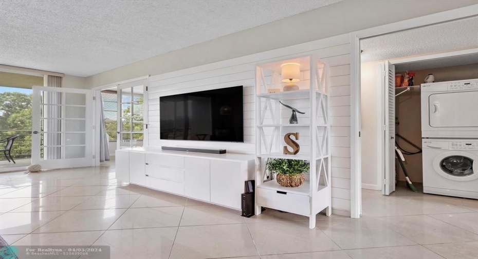 View from Couch, Washer Dryer in hallway closet