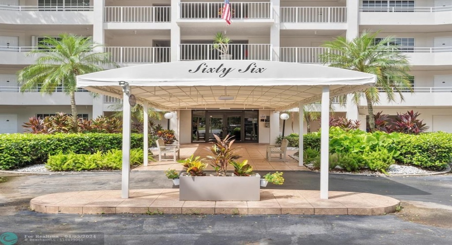 Canopy, covered entrance and drop off area