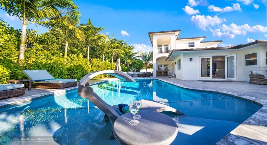 Enjoy the lounge area in your saltwater pool