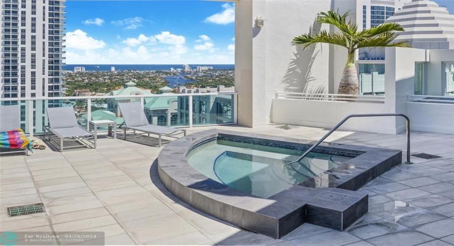 Hot tub with view.
