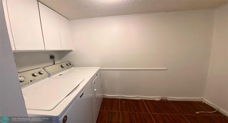 Bonus storage space in laundry room.