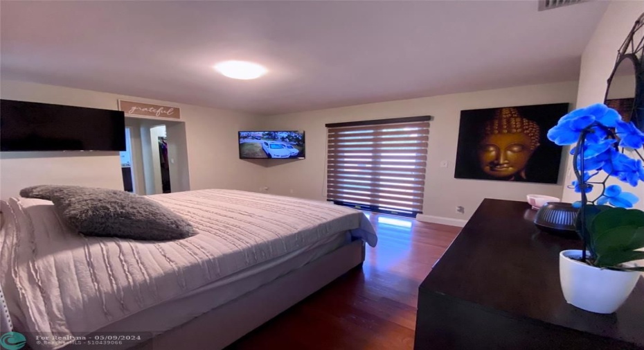 Zebra blinds for evening privacy.