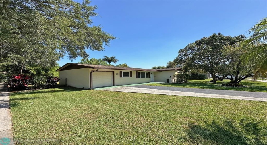 Long driveway and one car garage.