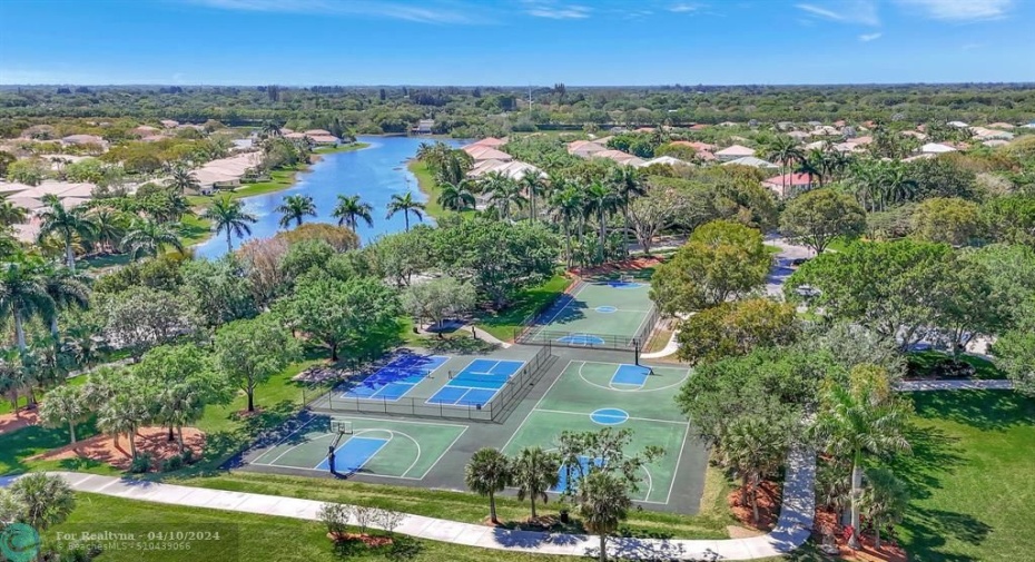 Basketball, soccer, volleyball, and pickleball courts