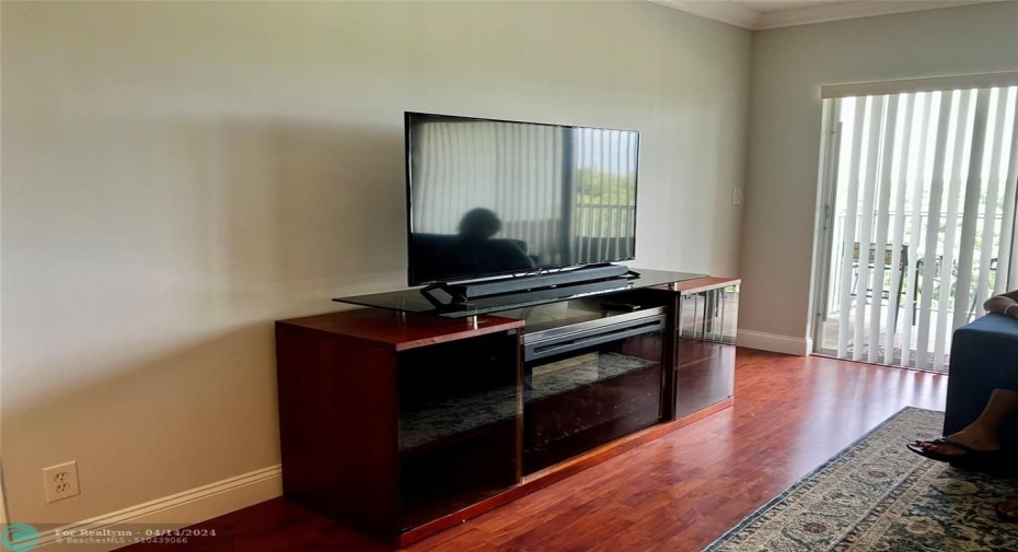 electric fireplace and brand new flat screen TV